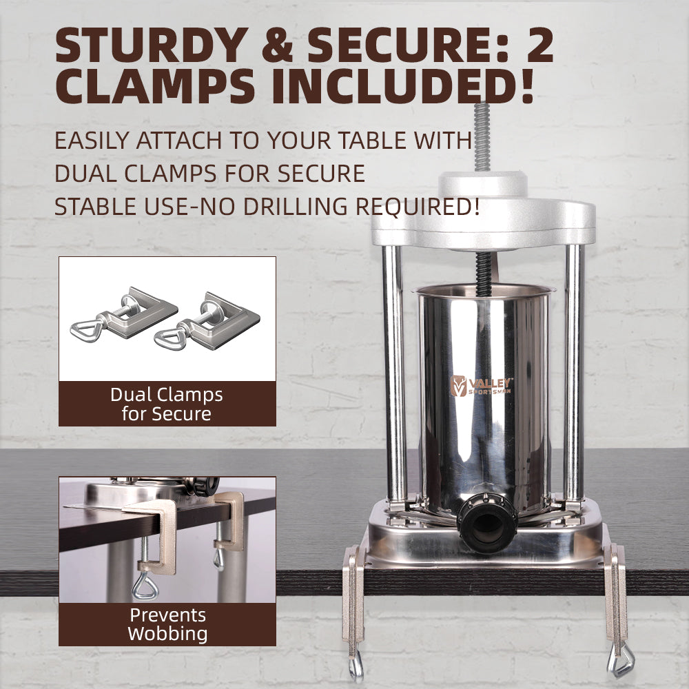 2L Sausage Stuffer, Stainless Steel Cylinder, 3 Tube Size, Easy to Clean
