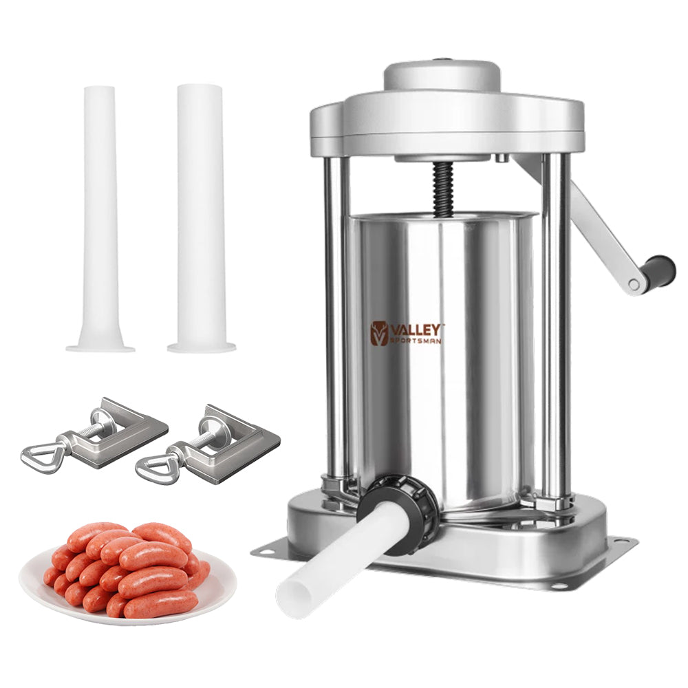 2L Sausage Stuffer, Stainless Steel Cylinder,  3 Tube Size, Easy to Clean